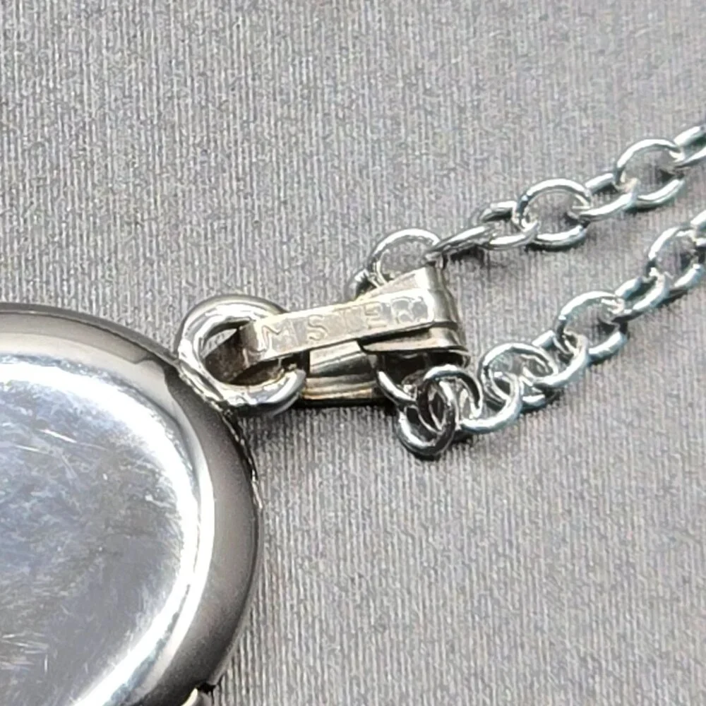 VTG JM Fisher Sterling Silver Sweetheart Locket Necklace 22" Floral Etched 1940s - Picture 7 of 15